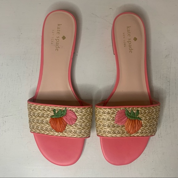 kate spade | Shoes | Kate Spade Strawberry Finefetti Woven Straw Slides  Sandals | Poshmark